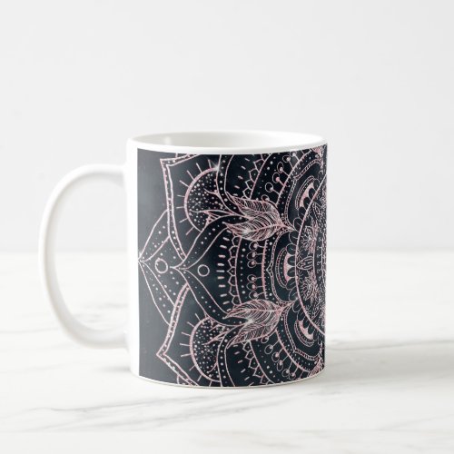 Elegant Rose Gold Mandala Gray Nebula Design Coffee Mug