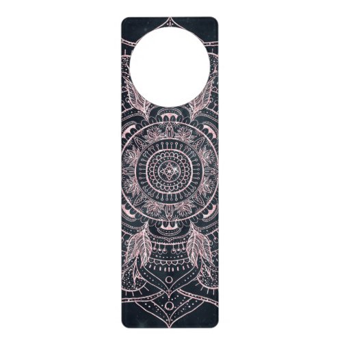 Elegant Rose Gold Mandala Gray Nebula Design Door Hanger