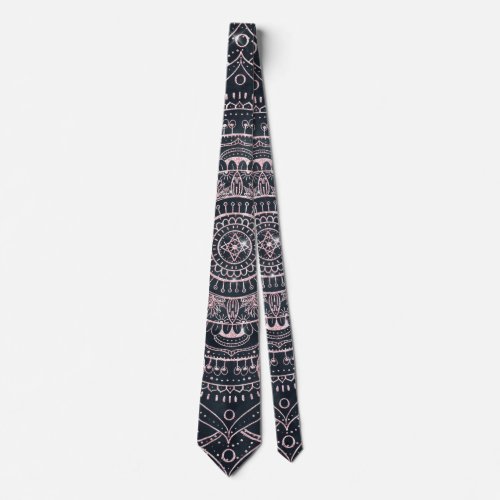 Elegant Rose Gold Mandala Gray Nebula Design Neck Tie