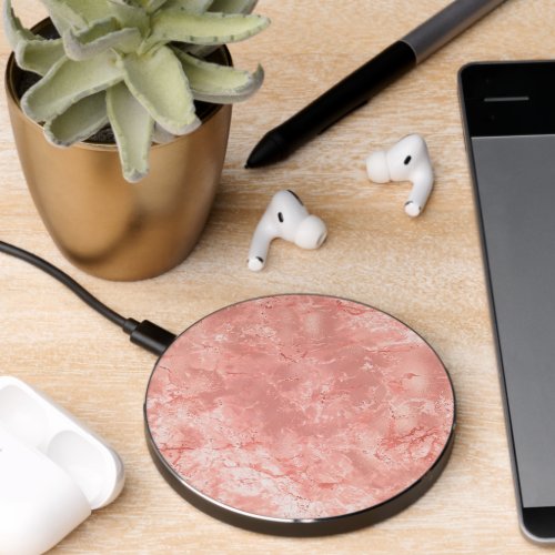 Elegant Rose Gold Marble 5 Wireless Charger