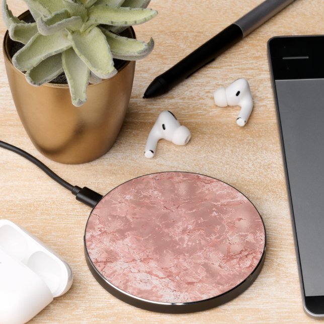 Elegant Rose Gold Marble 5 Wireless Charger (Desk 2)