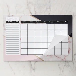 Elegant Rose Gold Marble Abstract Monthly Calendar Paper Pad