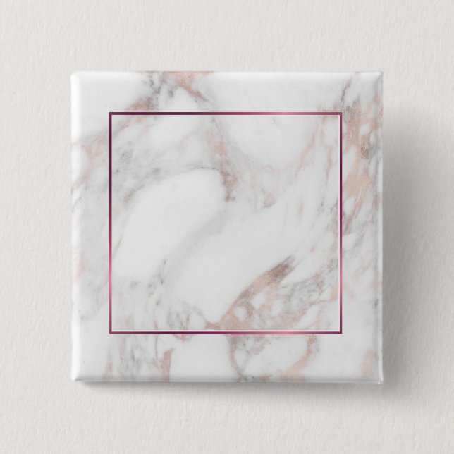 Elegant Rose Gold Marble Custom Blank Template Button (Front)
