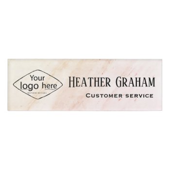 Elegant Rose Gold Marble Custom Logo Name Tag by TheSillyHippy at Zazzle