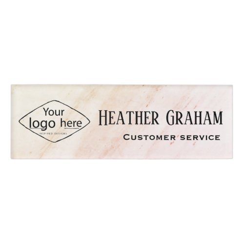 Elegant rose gold marble custom logo name tag