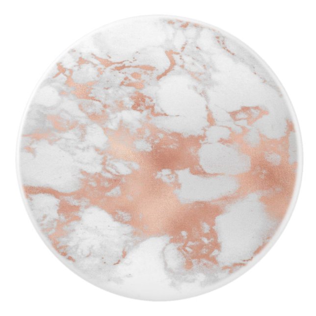 Elegant Rose Gold Marble Effect Drawer Ceramic Knob (Front)