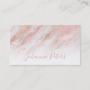Elegant Rose Gold Marble Faux Glitter Details Business Card by amoredesign at Zazzle