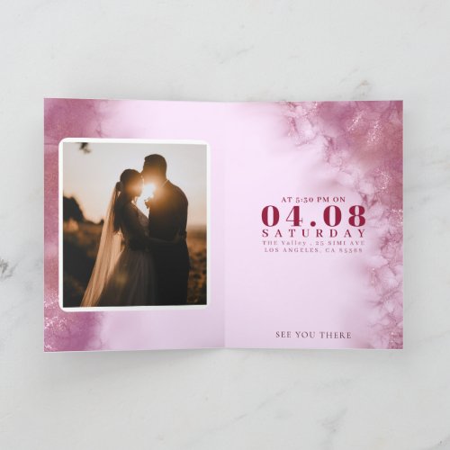 Elegant Rose gold Marble glitter custom photo  Thank You Card