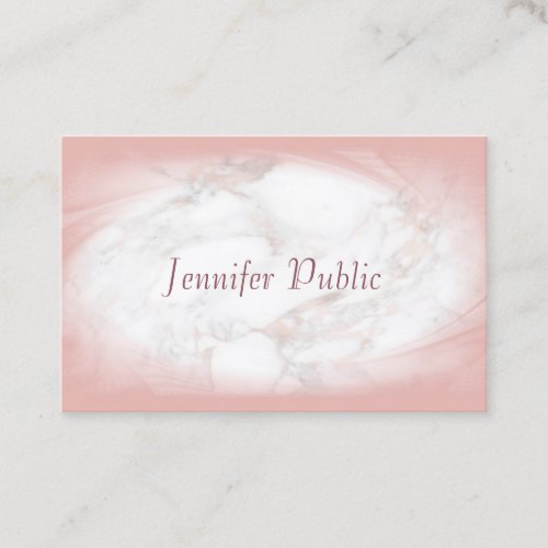 Elegant Rose Gold Marble Handwritten Script Modern Business Card