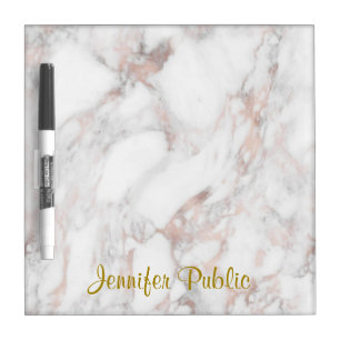 Elegant Rose Gold Marble Handwritten Template Dry Erase Board