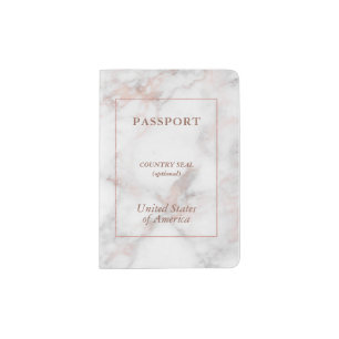 Elegant Rose-Gold Marble Passport Holder