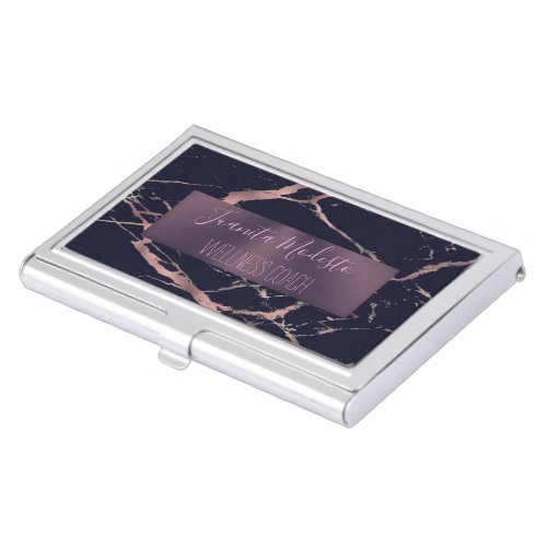 Elegant Rose Gold Marble Personalize Business Card Case