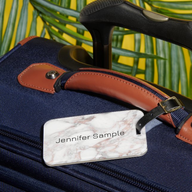 Elegant Rose Gold Marble Template Modern Luggage Tag (Front Insitu 3)