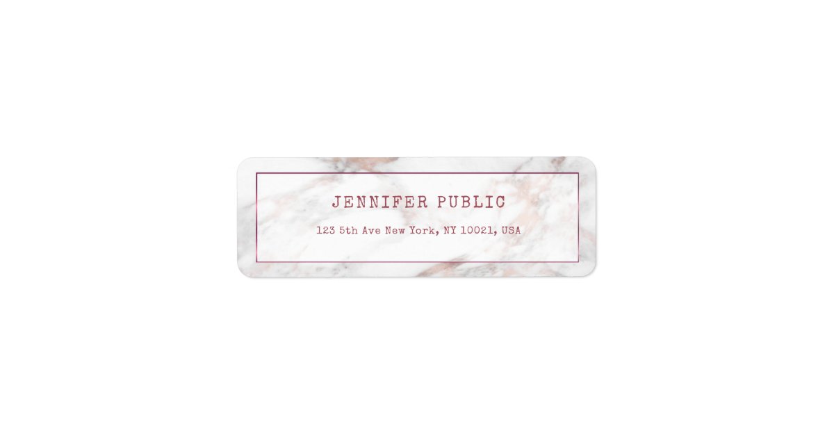 Elegant Rose Gold Marble Template Return Address Label | Zazzle