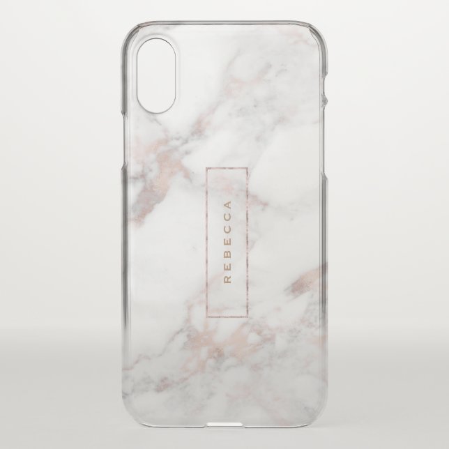 Elegant rose-gold marble uncommon iPhone case (Back)