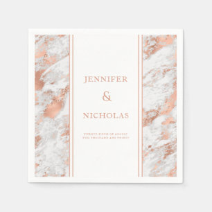Elegant Rose Gold Marble Wedding Napkins