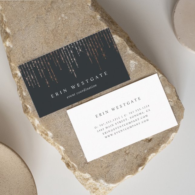 Elegant Rose Gold Marquee Business Card (Creator Uploaded)