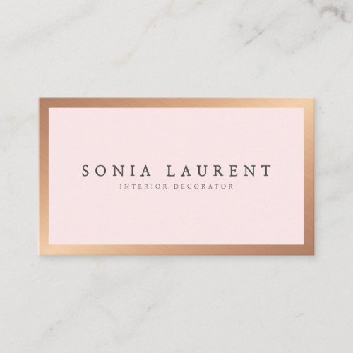 Elegant rose gold metallic blush pink minimalist business card