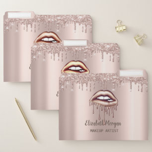 Elegant Rose Gold,Metallic Dripping Lips File Folder