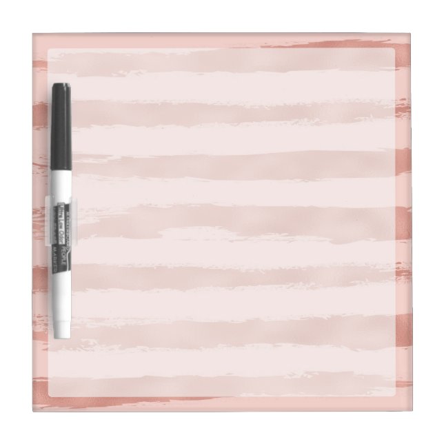Elegant  Rose Gold Metallic Handpainted Stripes Dry Erase Board (Front)
