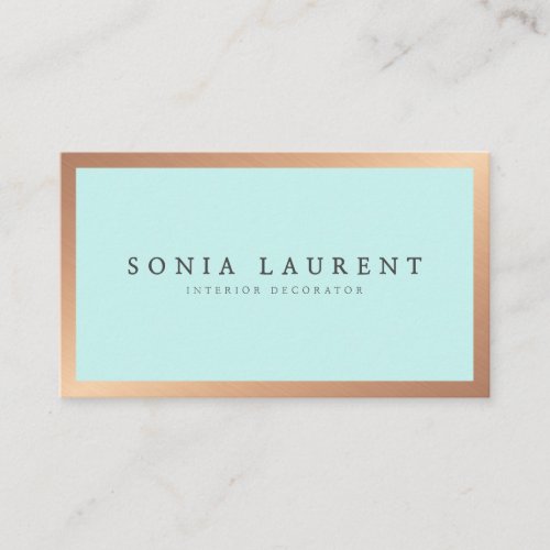 Elegant rose gold metallic mint green minimalist business card