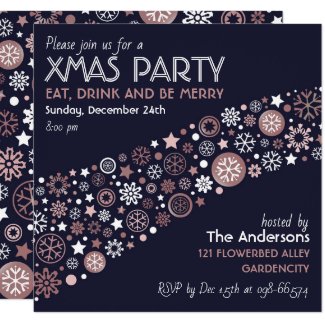 Elegant Rose Gold Metallic Snowflake Winter Design Invitation