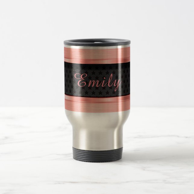 Elegant Rose Gold Metallic Travel Mug (Center)