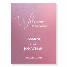 Elegant Rose Gold Minimal Wedding Welcome Sign