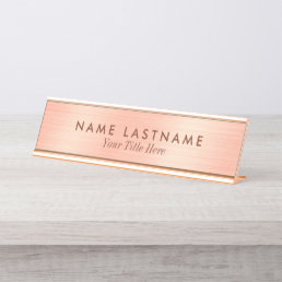 Elegant Rose Gold Minimalist Delicate Modern Desk Name Plate