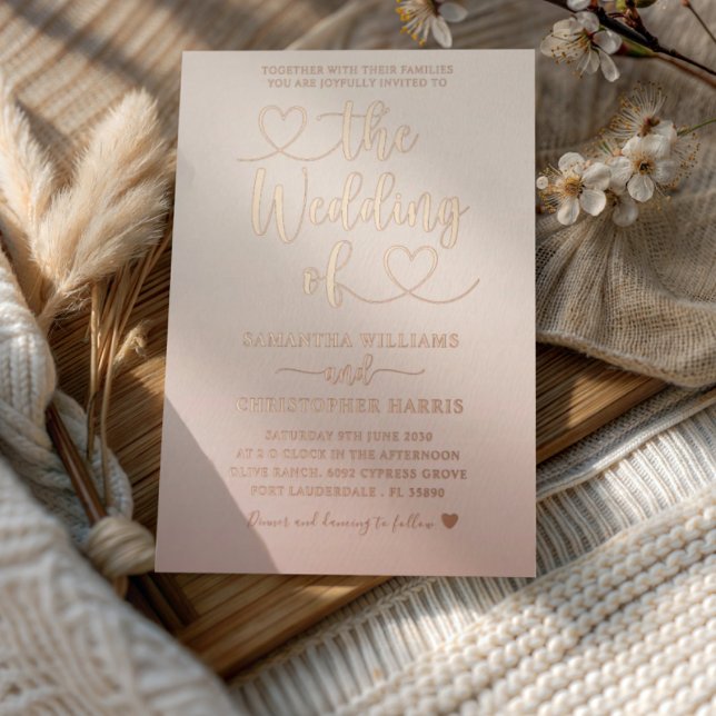 Elegant Rose Gold Minimalist wedding Invitation Foil Invitation (Creator Uploaded)