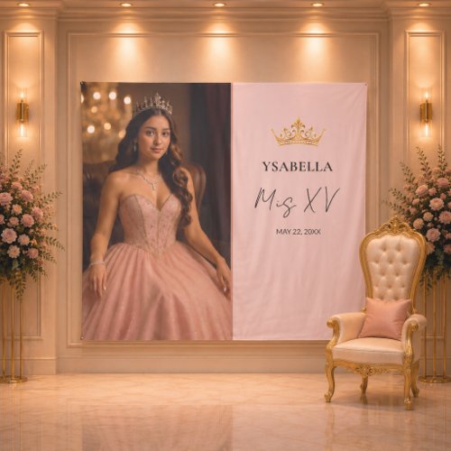 Elegant Rose Gold Mis XV Backdrop