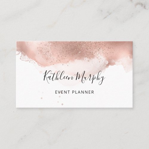 Elegant Rose Gold Modern Event Planner Business Card