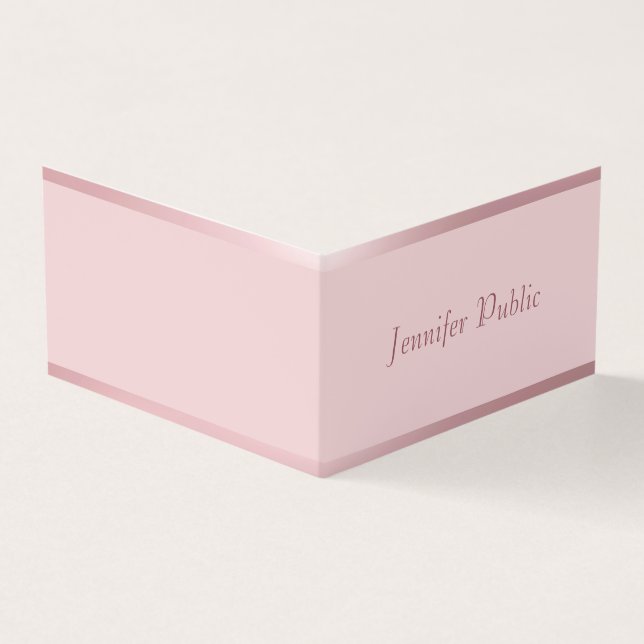 Elegant Rose Gold Modern Handwritten Script Name Business Card (Outside)