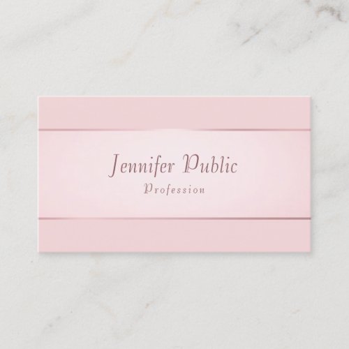 Elegant Rose Gold Modern Handwritten Script Trendy Business Card