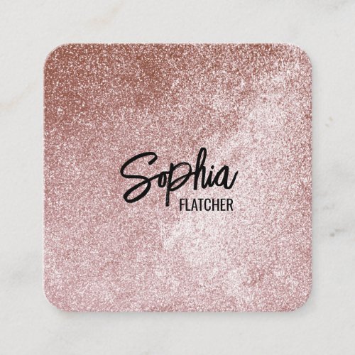 Elegant rose gold modern minimalist black square square business card