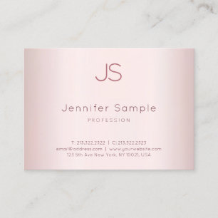 Elegant Rose Gold Modern Minimalist Monogram Business Card