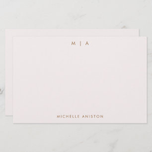 Elegant Rose Gold Modern Monogram Classic Custom Stationery