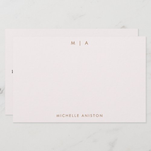 Elegant Rose Gold Modern Monogram Classic Custom   Stationery