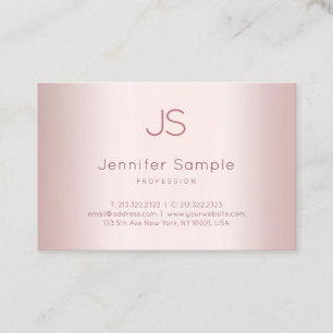 Elegant Rose Gold Modern Monogram Clean Template Business Card