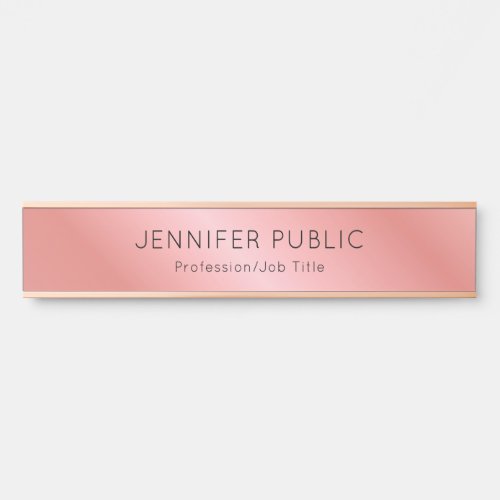 Elegant Rose Gold Modern Personalized Template Door Sign