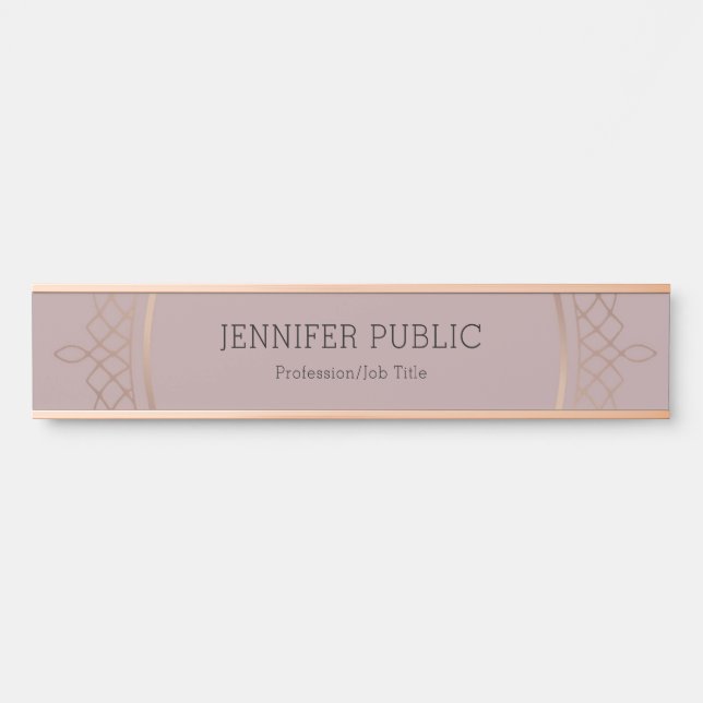 Elegant Rose Gold Modern Simple Template Top Door Sign (Front)