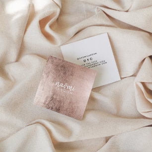 Elegant rose gold modern square minimalist white business card