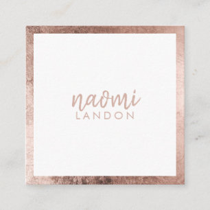 Elegant rose gold modern square minimalist white square business card
