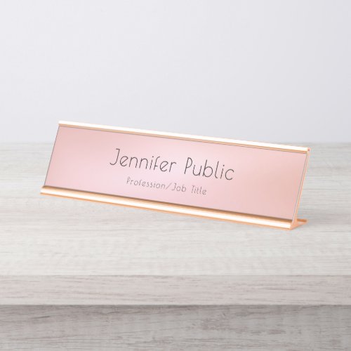 Elegant Rose Gold Modern Template Professional Desk Name Plate