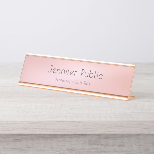 Elegant Rose Gold Modern Template Professional Desk Name Plate