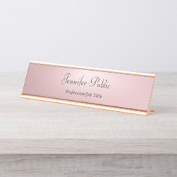 Elegant Rose Gold Modern Template Professional Desk Name Plate