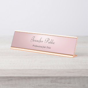 Elegant Rose Gold Modern Template Professional Desk Name Plate