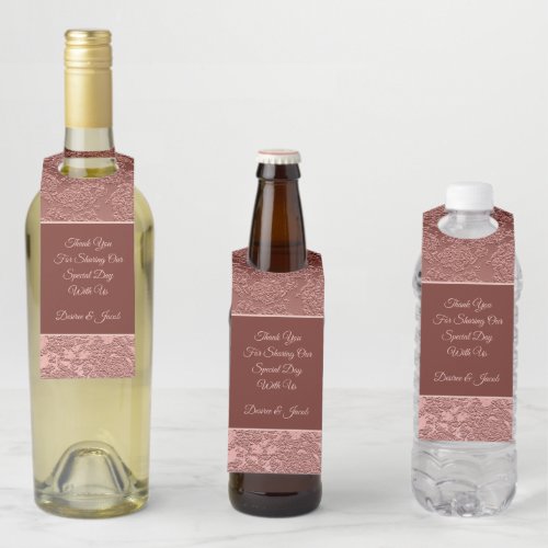 Elegant Rose Gold Modern Wedding Bottle Hanger Tag
