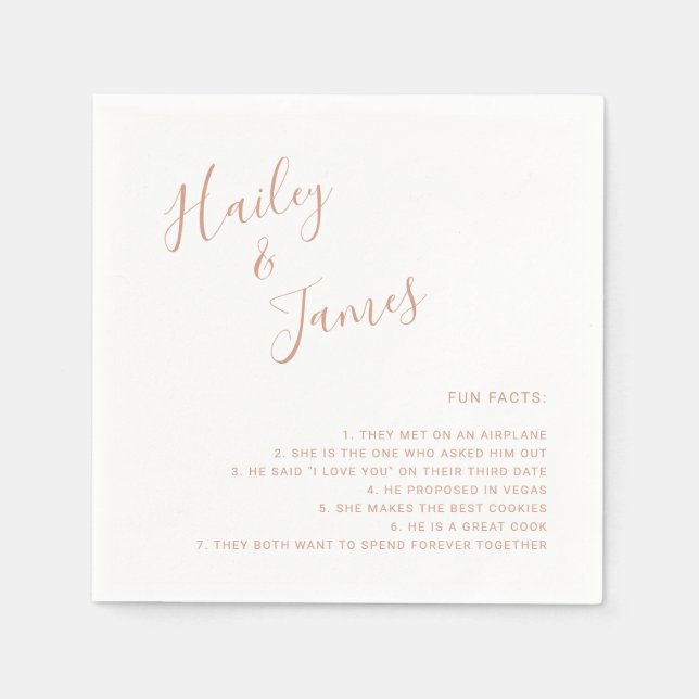 Elegant Rose Gold Modern Wedding Napkins (Front)
