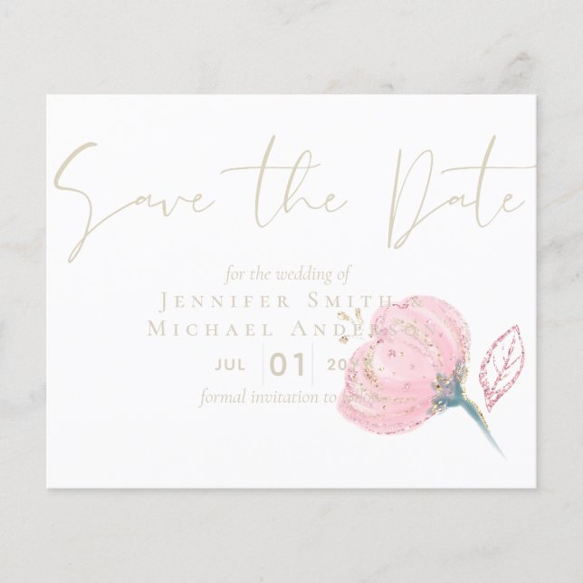 Elegant Rose Gold Modern Wedding Sparkle (Front)